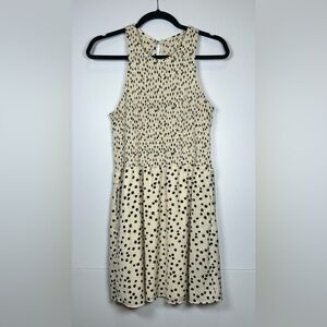 Dolce Vita Cream and Black Dot Dress w/Smocked Bodice and Racer Back. Size Med